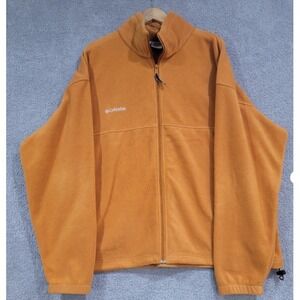 Columbia Full‎ Zip Fleece Jacket Mens XXL Orange 2XL Outdoor Hiking Warm Layer